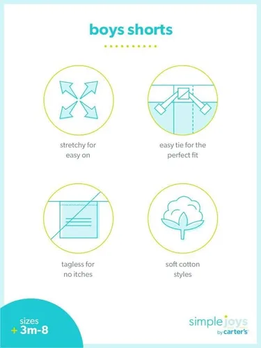 Vista 2 de Simple Joys by Carter's Pantalones cortos de punto para bebés, niños pequeños y niños, paquete múltiple