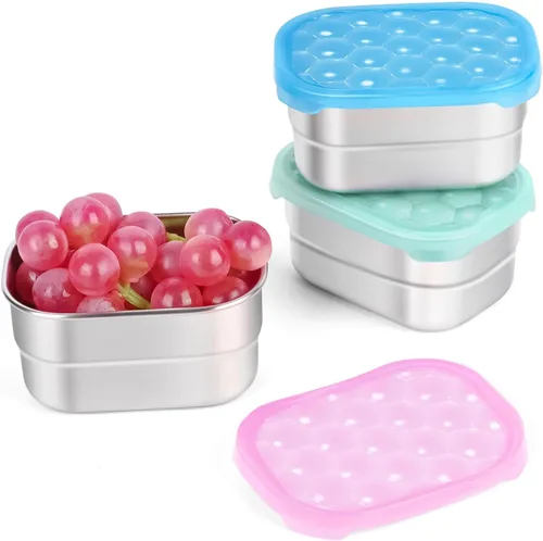 Vista 9 de Tanjiae Recipientes Pequeños (1 Taza) de Acero Inoxidable para Bocadillos para Niños Recipientes de Comida Fáciles de Abrir a Prueba de Fugas