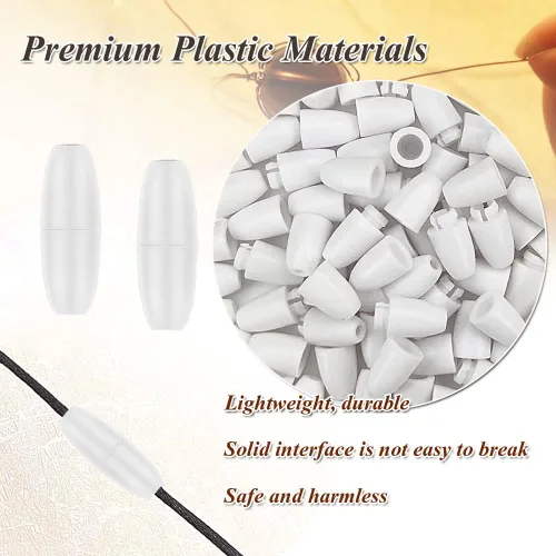 Vista 5 de Broche de separación para cordón de plástico para cuentas de barril de 30 juegos de cierres de seguridad blancos para cordones de 0.098 pulgadas