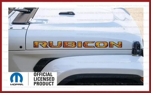 Vista 3 de Decal Mods Rubicon - Calcomanías gráficas para capó para Jeep Wrangler y Gladiator JL/JT Rubicon (2018-2024) Flame Fire Black Outline (juego de 2)