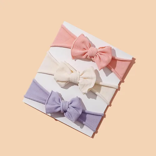 Vista 5 de 6 diademas de nailon suave con moños para bebé, accesorios elásticos para el cabello para recién nacidos, niños pequeños (multicolor)