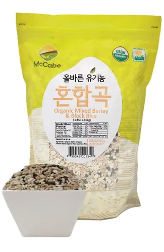 McCabe Cebada mixta orgánica y arroz negro, 3 libras (48 onzas), certificado orgánico USDA, certificado orgánico CCOF (agricultores orgánicos