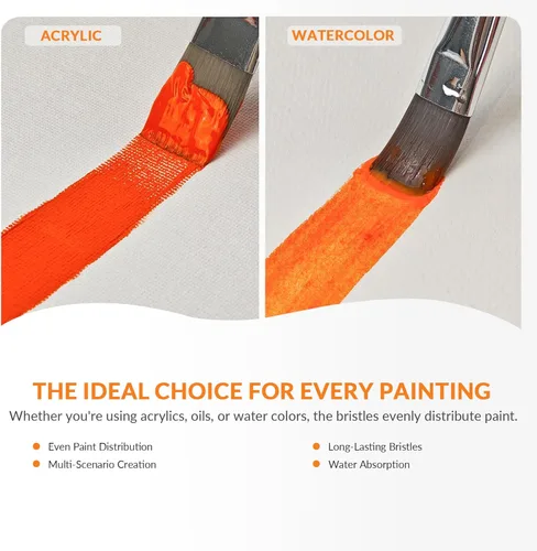 Vista 4 de Bougimal 26pcs Paint Brush Set, Professional Acrylic Paint Brushes with Flat, Filbert, Fan, Dagger, Cat Tongue, Round, Palette Knife, Artist Paint