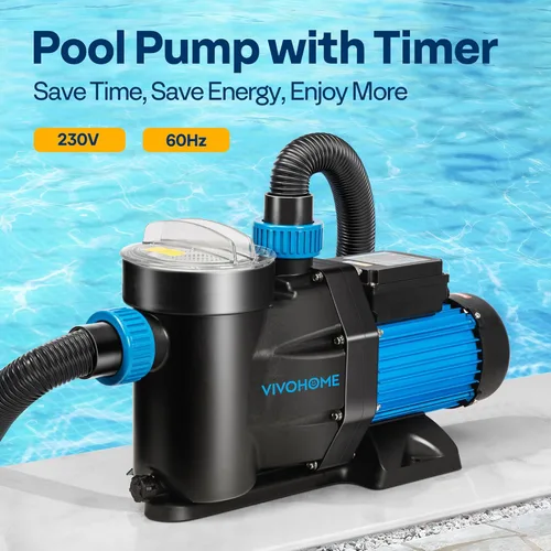 Vista 3 de VIVOHOME Bomba de piscina autoprimante potente de 1.5 HP 6360 GPH con interruptor de encendido/apagado para piscina enterrada/sobre el suelo