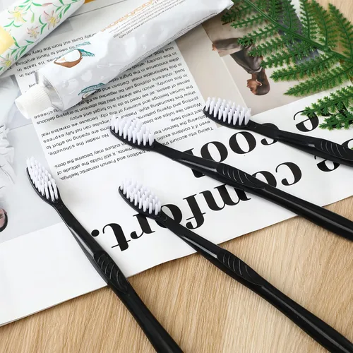 Vista 6 de Tessco - 1000 cepillos de dientes desechables a granel envueltos individualmente, cepillos de dientes manuales de cerdas suaves, cepillo de dientes