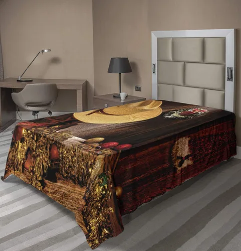 Vista 39 de Ambesonne Sábana encimera floral, patrón rítmico de ramas de bayas de Navidad, suave y cómoda, ropa de cama decorativa de 1 pieza, tamaño Verde