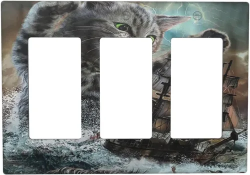 Vista 86 de Cubierta de Toma Duplex de 1 Banda Decorativa con Diseño de Puesta de Sol Abstracto y Arcoíris, Placa Frontal Eléctrica, Interruptor de Luz Único