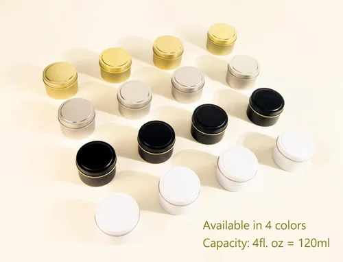 Vista 3 de Aroparc Latas negras de 4 onzas, latas de fabricación a granel, recipientes de 24 piezas, tarros para hacer velas, color negro