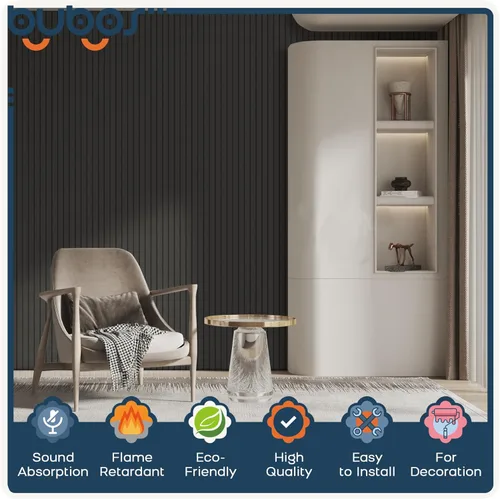 Vista 3 de BUBOS Paquete de 6 paneles acústicos grandes, paneles insonorizados de 48 x 12 pulgadas para paredes, paneles acústicos autoadhesivos, paneles