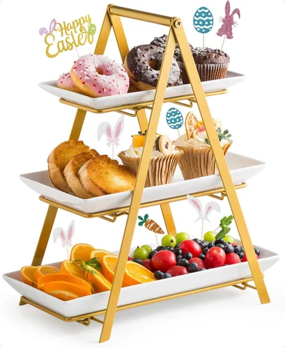 Vista 12 de YHOSSEUN Juego de 4 bandejas de cerámica para servir, bandejas rectangulares para servir y bandejas para comida, sushi, bandejas de servir de 9.8