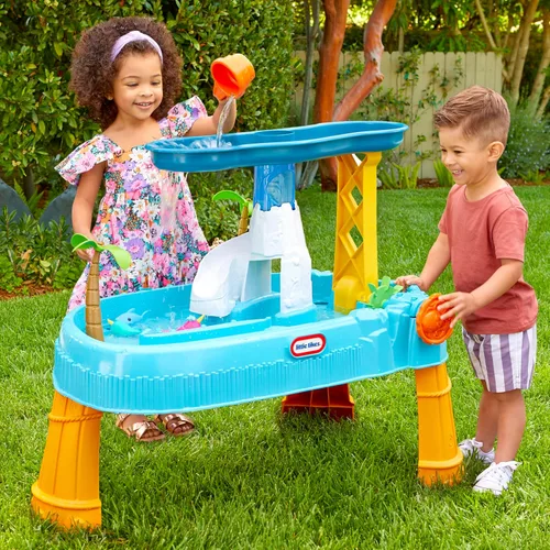 Vista 5 de Little Tikes Waterfall Island - Mesa acuática (exclusivo de Amazon) con accesorios, para exteriores, para niños y niñas de 2 a 5 años