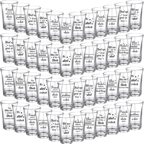 Kigeli 48 vasos de chupito divertidos para adultos, vasos de chupito de acrílico para fiestas, 1.2 onzas, mini taza, regalos de fiesta, invitados,