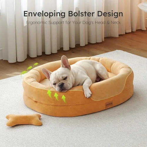 Vista 2 de CWAWZ Cama ortopédica grande para perros, 36 pulgadas, cama para perros de gran tamaño con cojines envolventes completos, camas refrescantes
