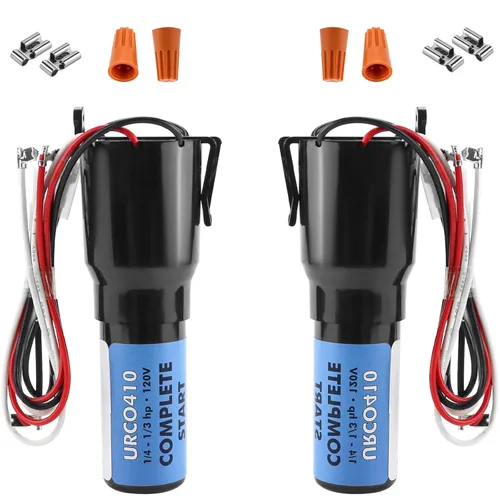 Vista 9 de URCO410 Kit de condensador de arranque duro 3 en 1 para refrigeradores, combinación de condensador de arranque de sobrecarga de relé de estado