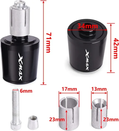 Vista 2 de Motorcycle Motorcycle Grip Handle Bar Ends Handle Bar Grips Cap Anti Vibration Plug for XMA-X Xmax 125 250 300 400 X-MAX400 XMAX300 Handle end Silver
