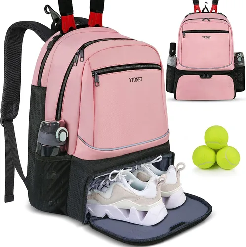 Vista 13 de Ytonet Tennis Bag Tennis Backpack for Women Men 2 Rackets with Insulated Pocket Ventilated Shoe Compartment