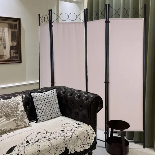 Vista 37 de Divisor de habitación de 4 paneles de 6 pies, marco de acero, pantalla plegable de privacidad, división independiente para el hogar, oficina, Azul