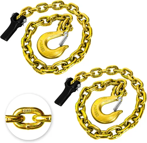Vista 10 de YATOINTO Cadena de seguridad para remolque de grado 80 de 36 pulgadas, paquete de 2 unidades, acabado de electroforesis negra con gancho de resorte