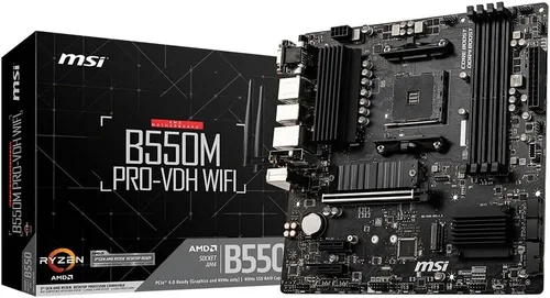 MSI B550M PRO-VDH WiFi ProSeries Placa base (AMD Ryzen 5000, AM4, DDR4, PCIe 4.0, SATA 6Gb/s, M.2, USB 3.2 Gen 1, Wi-Fi, Bluetooth, D-SUB/HDMI/DP,