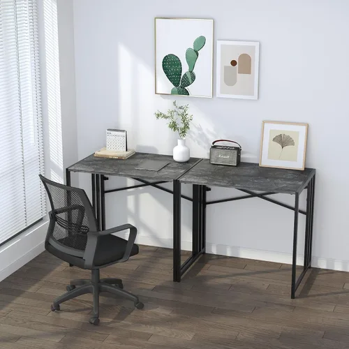 Vista 38 de Escritorio plegable de 47 pulgadas, no requiere montaje, mesa de oficina en casa, escritorio de campamento para computadora de juegos, color beige