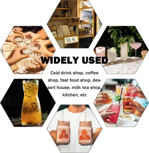 Vista 3 de Paquete de 24 pajitas de plástico reutilizables con purpurina, vaso duro de 11 pulgadas de largo con cepillo de limpieza, apto para lavavajillas