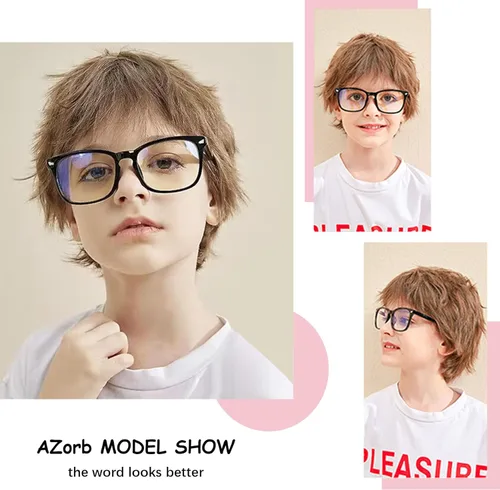 Vista 3 de AZorb Paquete de 2 lentes de bloqueo de luz azul para niños, lentes irrompibles para pantalla de computadora para niños y niñas