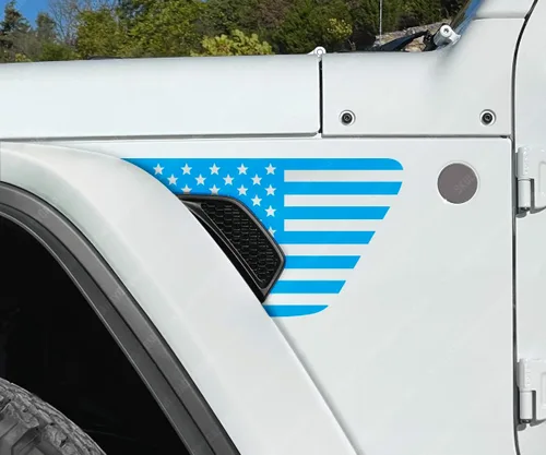 Vista 3 de Skull Daddy Graphics Banderas de ventilación estándar compatibles con Jeep Wrangler Gladiator Rubicon Mojave 392 JL JT 2018-2026 (4X azul)