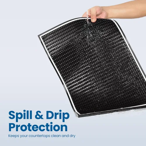 Vista 7 de Alfombrillas de Goma Premium para Barra de Mostrador 18" x 12" Alfombrillas Negras con Borde Blanco para Bartending, Tapete de Servicio de Bar, Bar