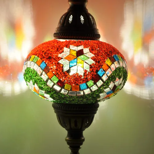 Vista 3 de Turkish Lamp Mosaic Table Lamps Turkish Moroccan Lamp with Bronze Base Handmade Tiffany Night Lamp Mosaic Glass Bedside Night Lamp with Led