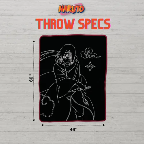 Vista 2 de Coleccionables Naruto Itachi Ropa de cama de anime supersuave de micro Raschel, 46 x 60 pulgadas, (Producto oficial con licencia) de Franco