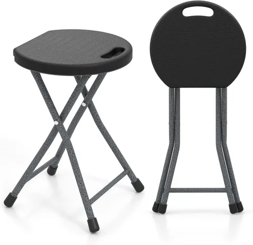 Goplus Taburete plegable de 18 pulgadas para adultos con capacidad de 440 libras, taburete plegable de plástico portátil, taburete redondo plegable