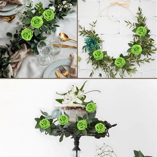Vista 4 de Flores artificiales, rosas falsas de espuma de aspecto real, combo de flores artificiales de boda para ramos de boda, centros de mesa, arreglos