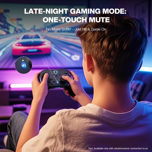 Vista 4 de NYXI Master P1 Wireless PC Controller, Dual-Mode Triggers, Hall Effect Joystick, 1000Hz Polling Rate, Mute control, 6-Axis Gyro, Turbo, Lockable