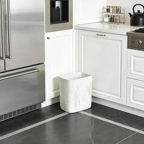 Vista 6 de Polytree Basurero de baño de 1.8 galones (7 litros) pequeño cubo de basura para cocina, papelera decorativa para dormitorio, oficina, mármol
