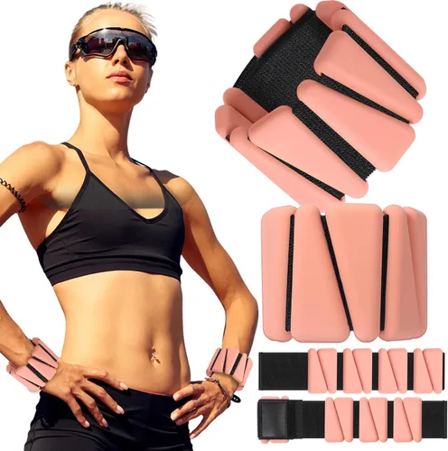 Vista 8 de Vinsot Pilates - Pesas de muñeca y tobillo para mujer, juego de 4 (2 libras cada una), pulseras con peso ajustables para piernas, para caminar
