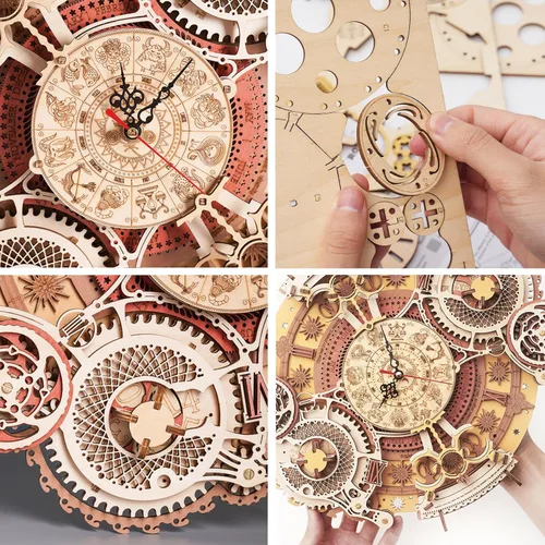 Vista 4 de ROKR - Rompecabezas de madera 3D para adultos - Kit de rompecabezas de reloj de madera - Kits de modelo de madera para construir para adultos