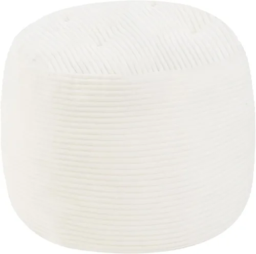 MeMoreCool Puf otomano redondo, reposapiés de pana beige con relleno de espuma, taburete compacto para sofá, decoración de sala de estar,