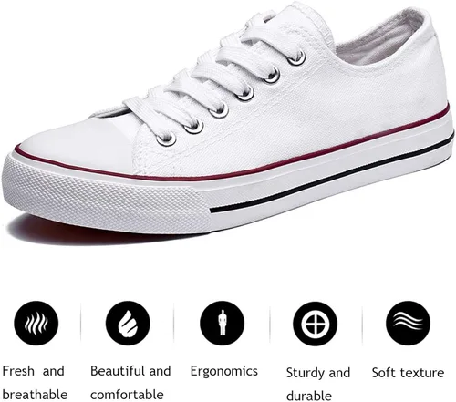 Vista 4 de Zapatillas de lona para mujer, bajas y con cordones, zapatillas de lona cómodas y modernas