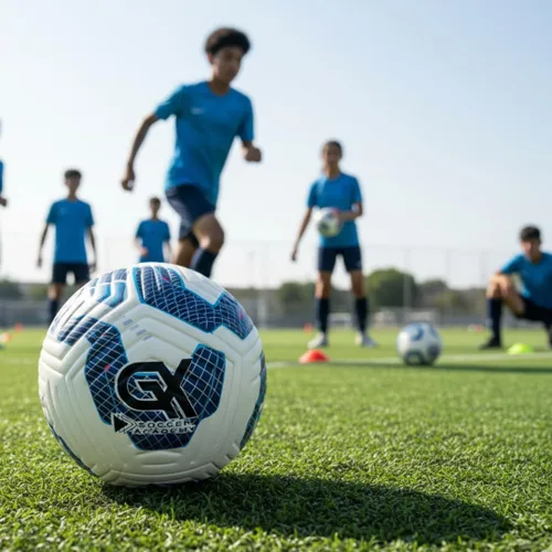 Vista 5 de GX Soccer Academy Tour+ Professional Soccer Ball, Size 5, Green and White Competition Ball