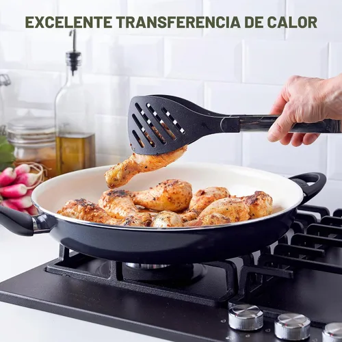 Vista 2 de GreenPan Rio Healthy Ceramic - Sartén antiadherente de 13.5 pulgadas, sin PFAS, apta para lavavajillas, color negro