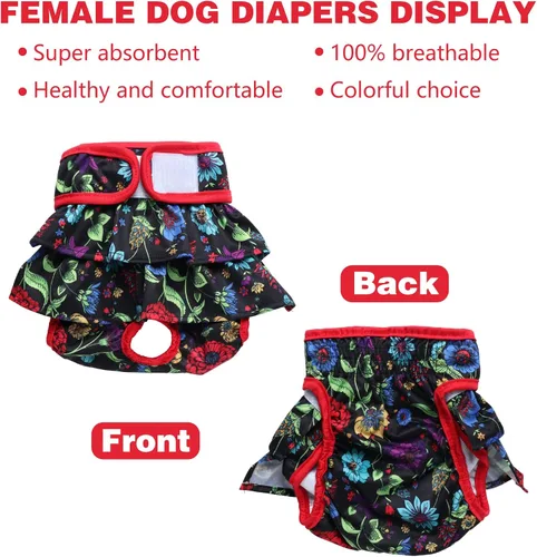 Vista 3 de Pañales lavables para perras, pañales reutilizables y altamente absorbentes para perras, vestidos altamente absorbentes para perros en períodos