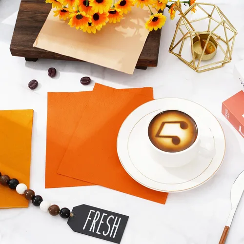 Vista 4 de Whaline Paquete de 150 Servilletas de Otoño en Color Naranja 16.5 x 16.5 cm 3 Colores Servilletas Desechables de Papel en Tema Naranja Servilletas