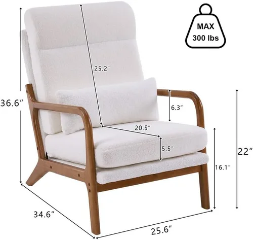 Vista 2 de Modern Accent Chairs for Living Room,Bronzing Cloth Comfy Reading Chair Leisure Armchairs with Pillow,Lounge Single Sofa Vanity Chair for Dark Grey