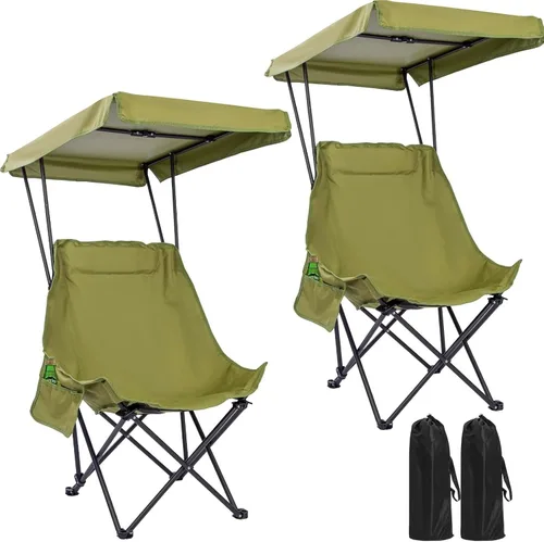 Vista 3 de Compatible for Portable Camping Beach Chair with Shade Canopy, Lightweight Foldable Oversized Design, Easy to Open and Close(Green 1P)