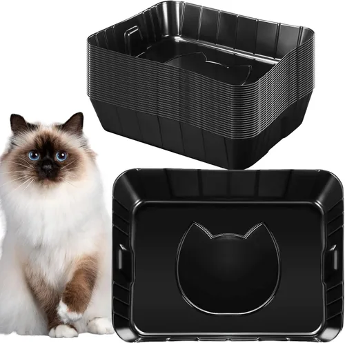 Vista 13 de Bokon 25 cajas de arena desechables para gatos, bandeja de arena de plástico para gatos, bandeja grande para gatitos, conejos, cobayas, hámster