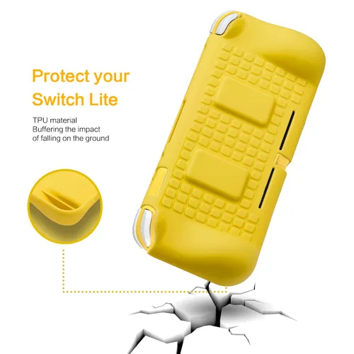 Vista 2 de HEATFUN Switch Lite - Funda con agarre, funda ergonómica para Switch Lite con almacenamiento de juegos y protector de pantalla de vidrio templado