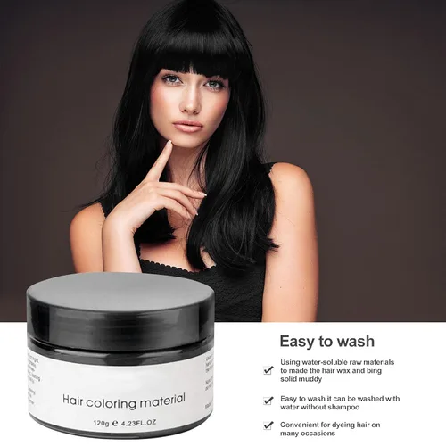 Vista 3 de Spray de color negro temporal para el cabello, 4.23 onzas, cera de color natural para el cabello, aerosol de color de cera lavable para el cabello