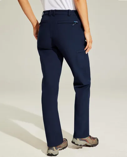 Vista 5 de Haimont Pantalones con forro polar para mujer, con aislamiento, tipo cargo, para senderismo, snowboard, golf, esquí, 6 bolsillos