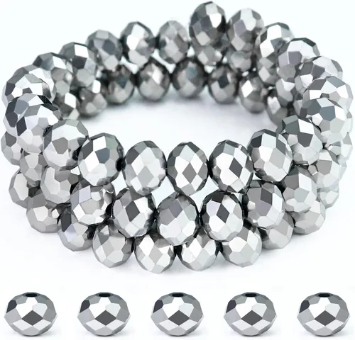 Vista 33 de Dowarm 300 cuentas Briolette de cristal de 0.236 pulgadas, con forma de diamante, multifacéticas, negras, para fabricación de joyas y manualidades