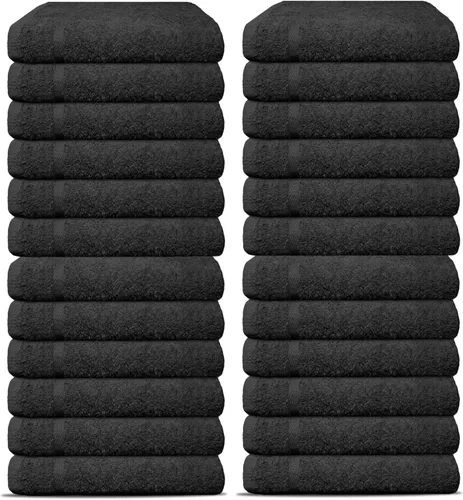 Vista 10 de Paquete de 12 toallas de salón de lujo, 100% algodón hilado en anillo, cómodas, no decoloradas, altamente absorbentes, (25 x 15), toalla